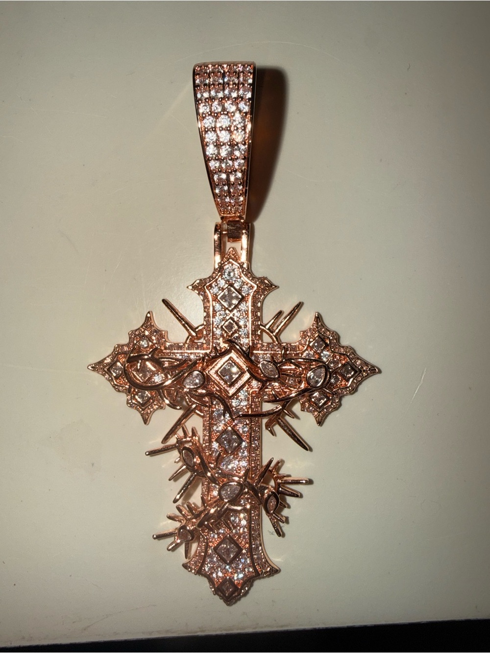 Rose Gold 925 Cross Pendant with moissanite